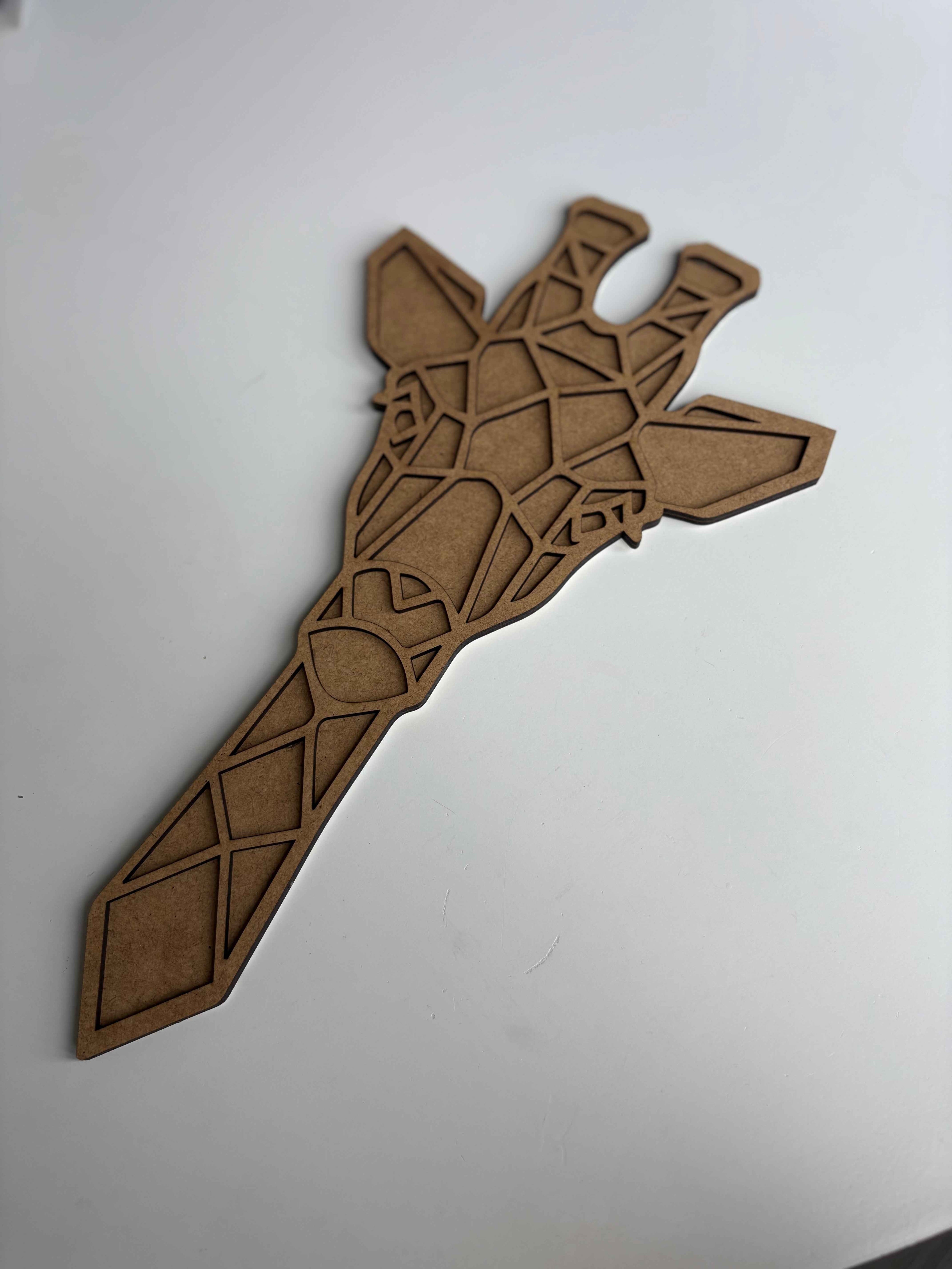 37x19,5cm Zürafa Figür Ham Ahşap