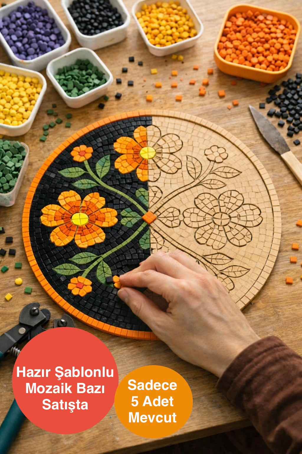 40x40cm Hazır Şablonlu Mozaik Bazı