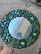 Yetişkin Mozaik Seti - 34x34cm Yuvarlak Pleksi Aynalı Yeşil Tonlar