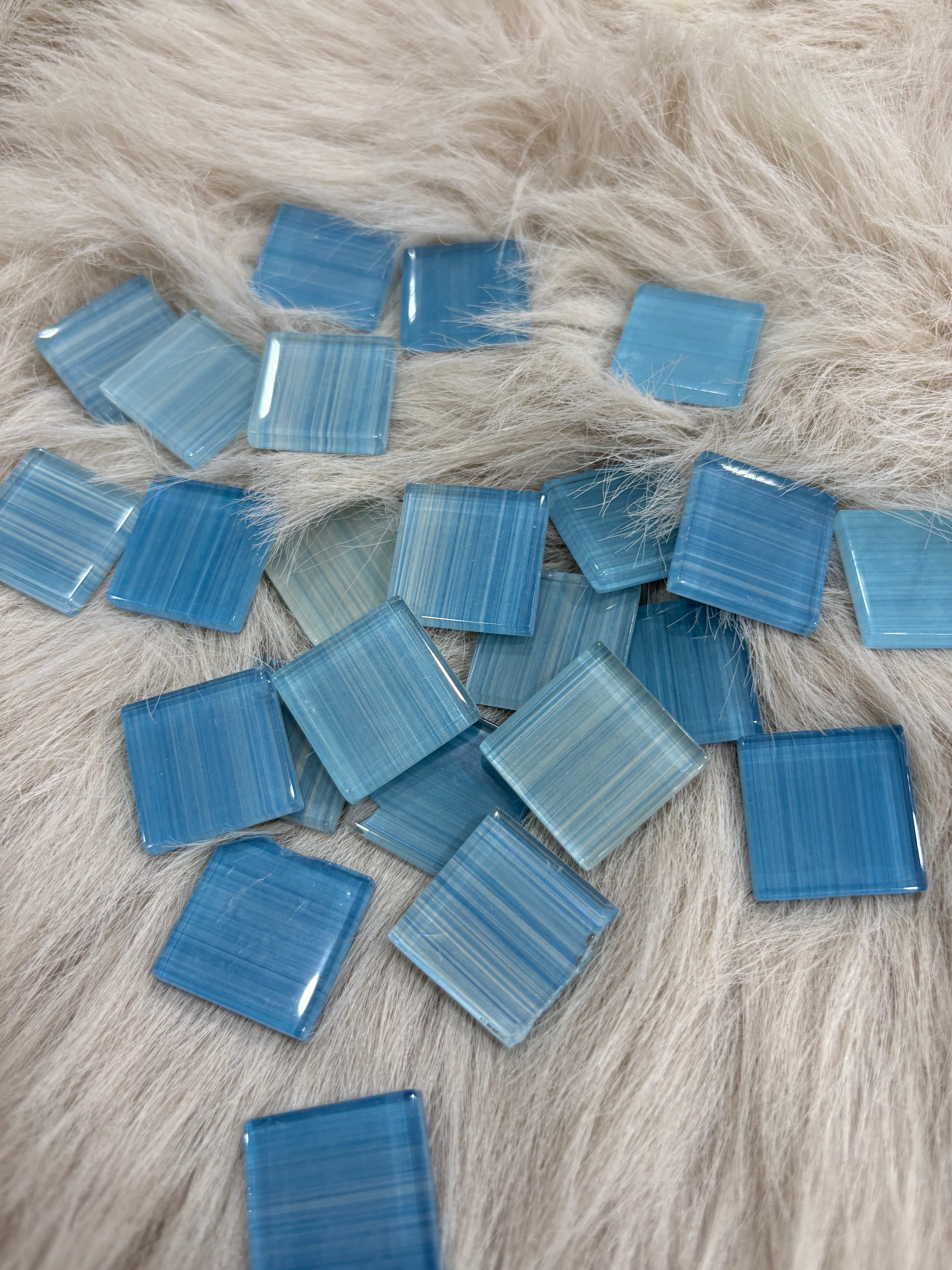 Sanatsal Kristal Mozaik KS-34 23x23mm Çizgili Hawai Mavi