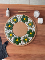 Yetişkin Mozaik Seti - 34x34cm Yuvarlak Pleksi Aynalı Beyaz Yeşil Tonlar