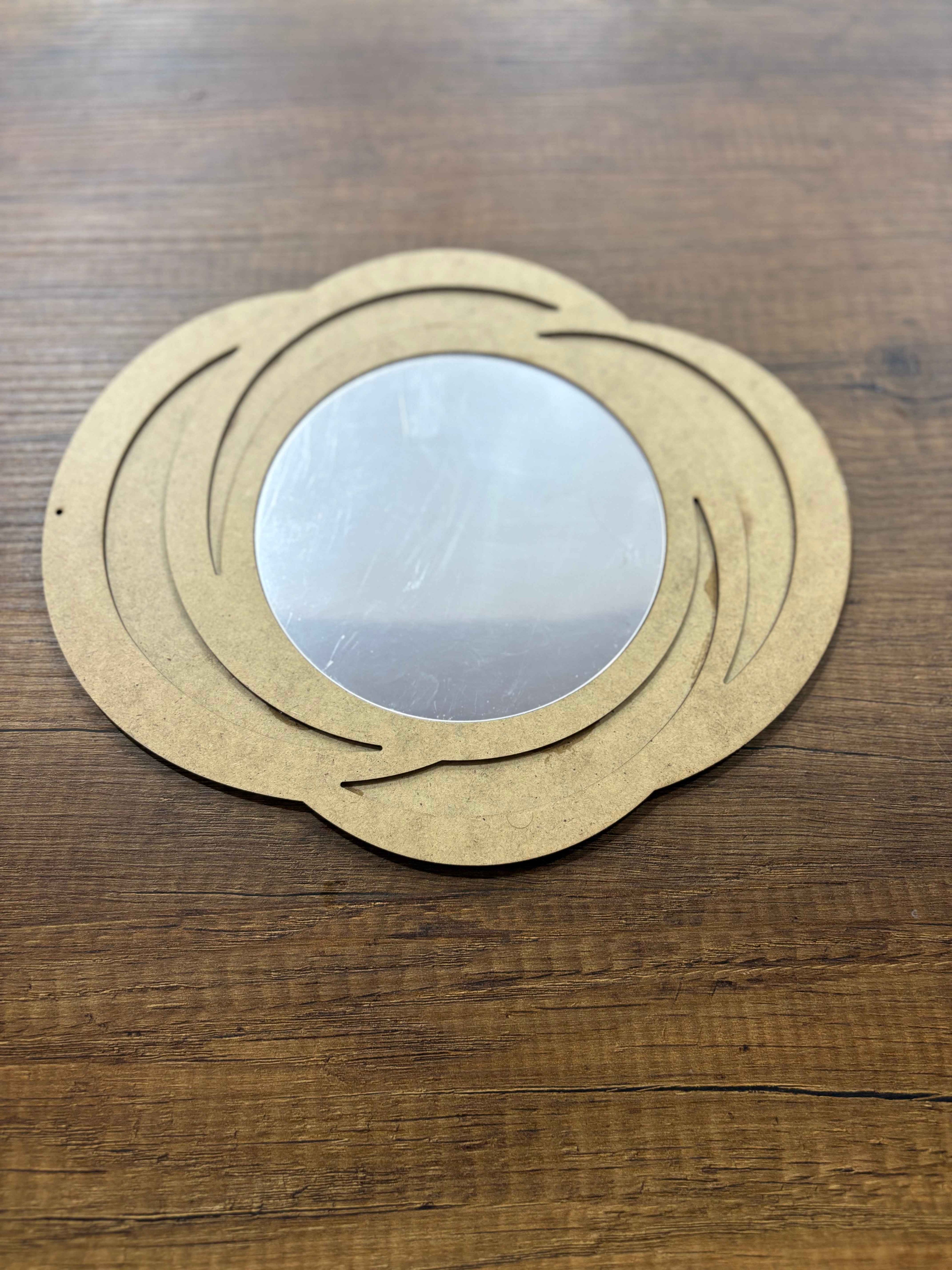 26,1x21,8cm Spiral Ayna Ham Ahşap