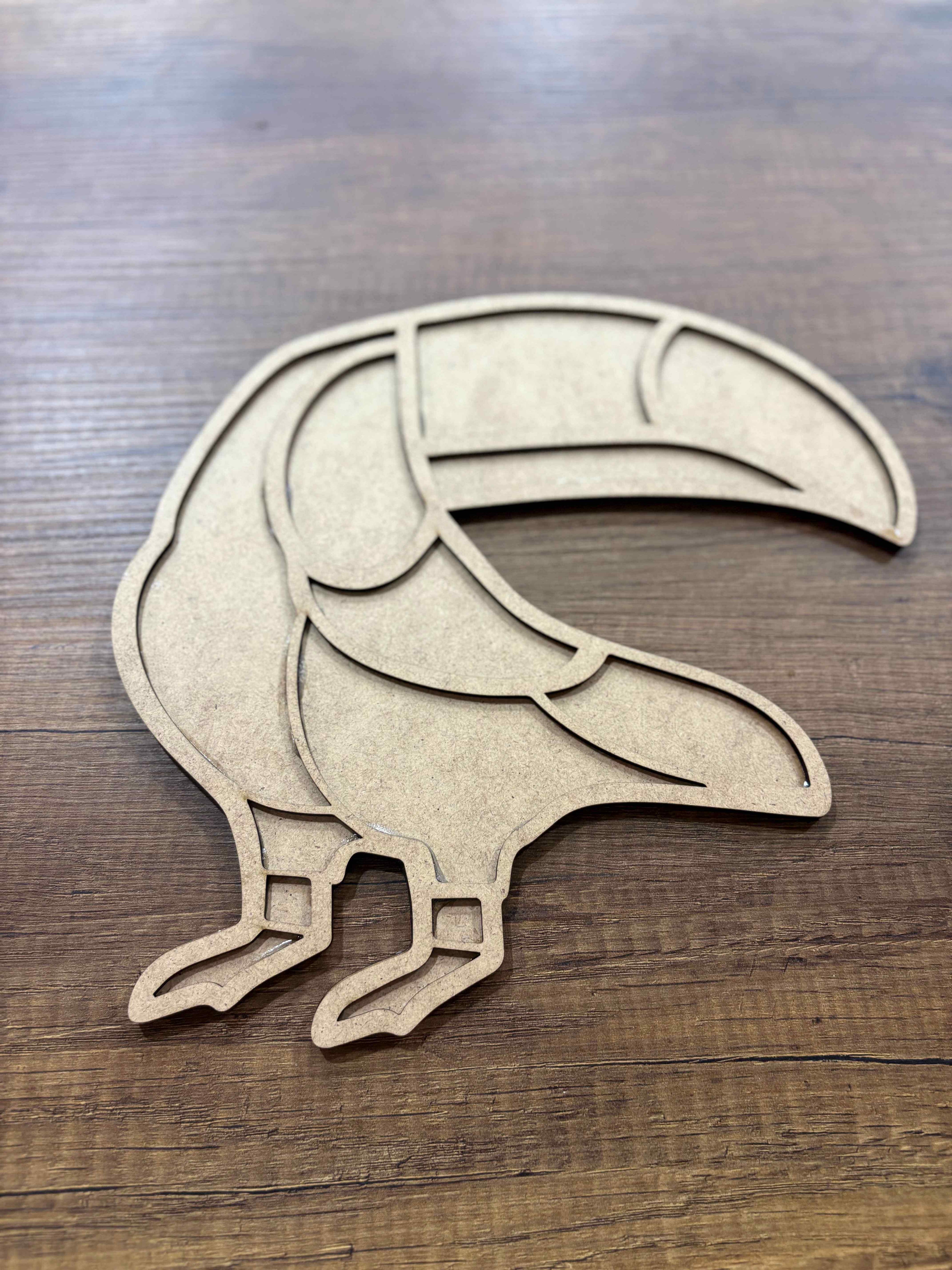 25,5x27,5cm Tukan Figür Ham Ahşap