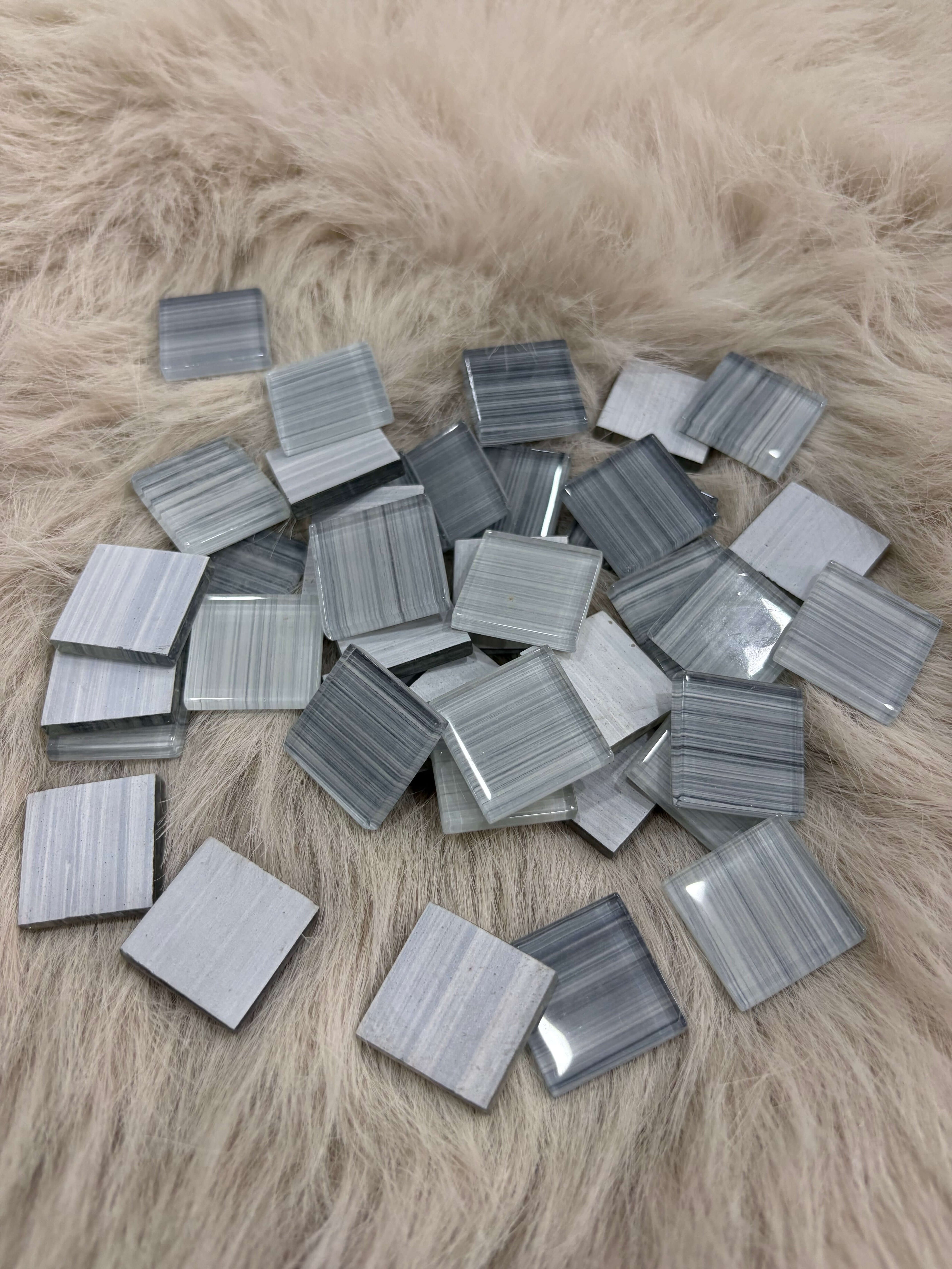 Sanatsal Kristal Mozaik KS-12 23x23mm Çizgili Gri Mix
