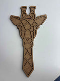 37x19,5cm Zürafa Figür Ham Ahşap