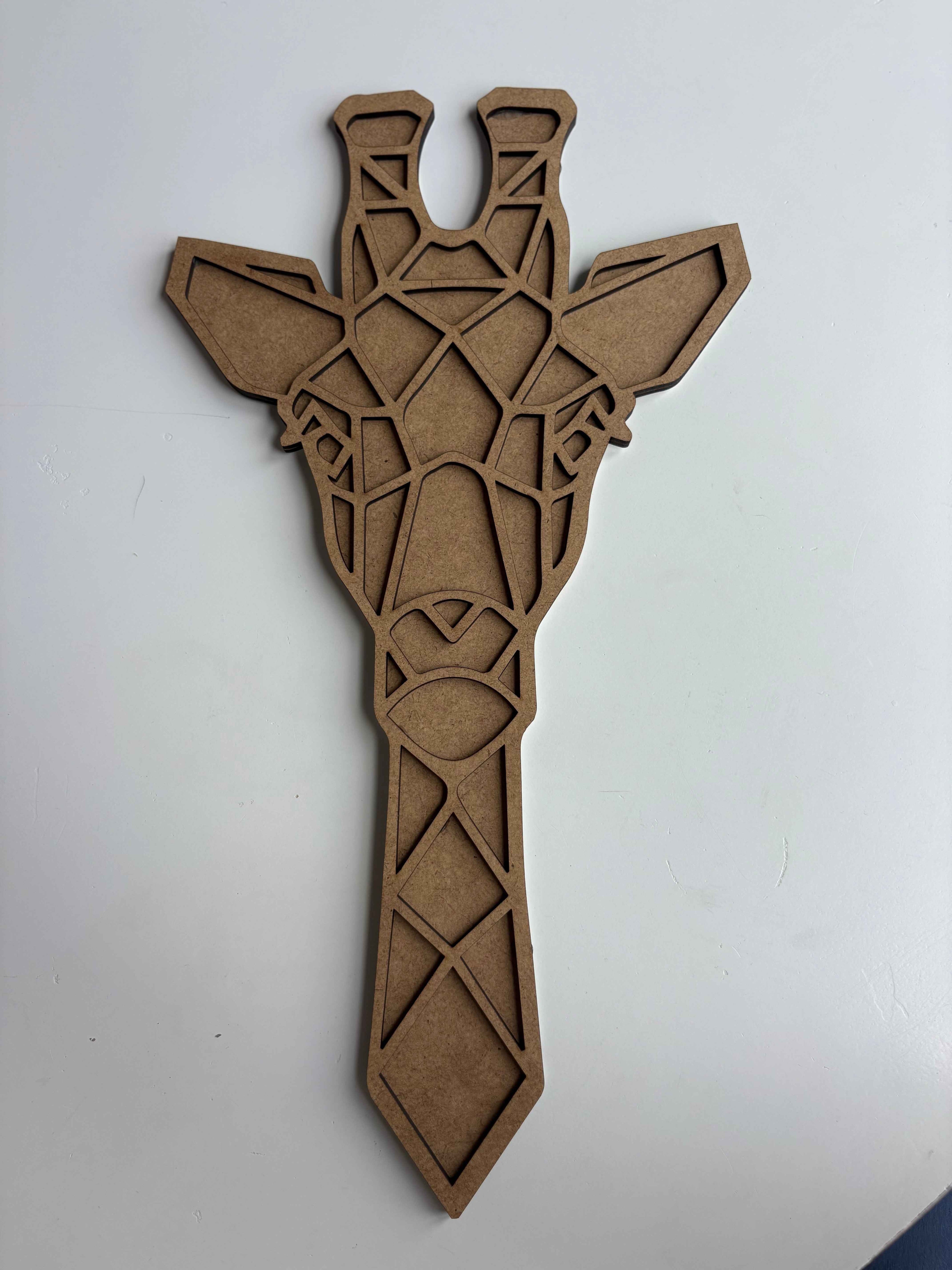 37x19,5cm Zürafa Figür Ham Ahşap
