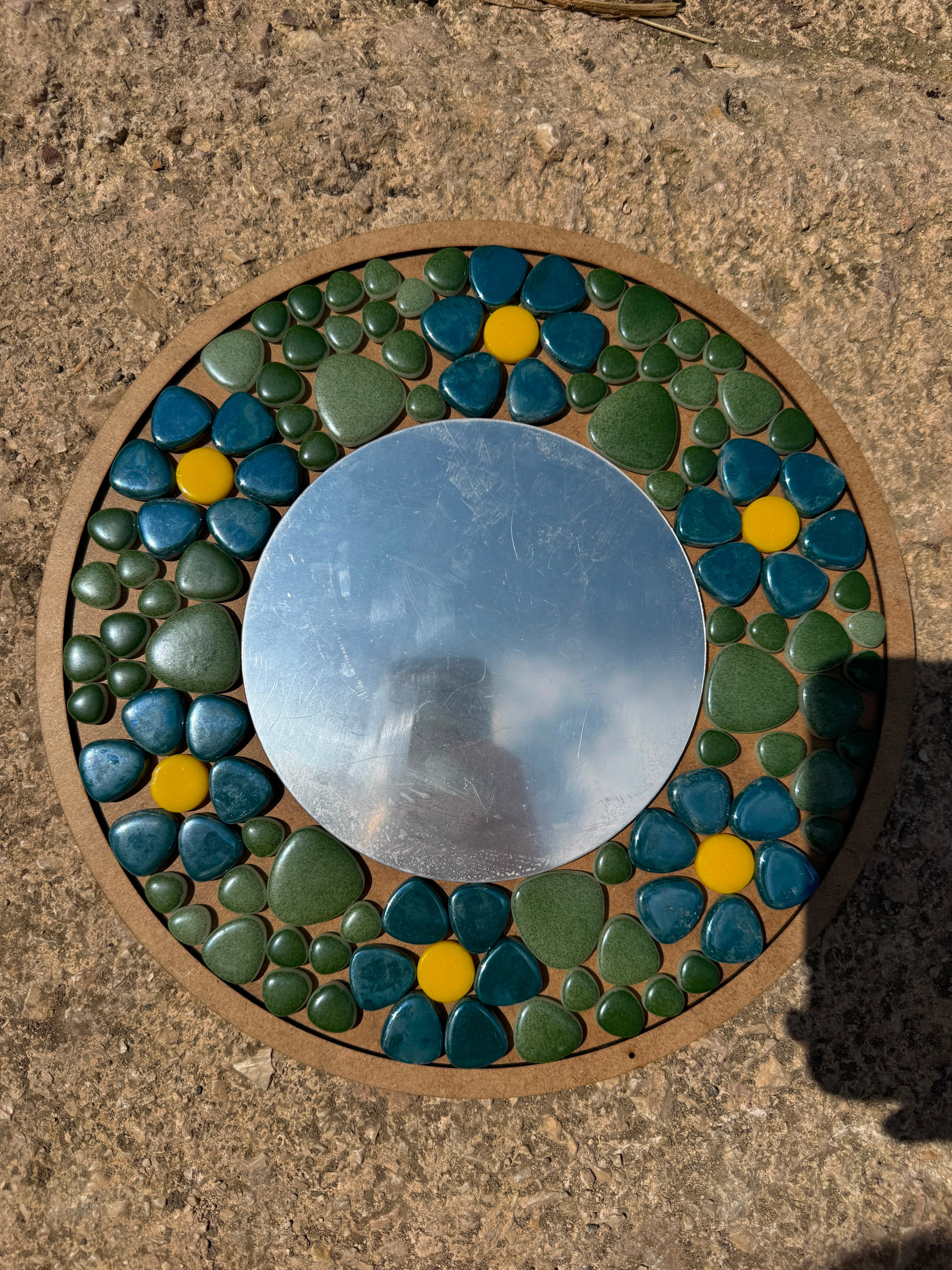 Yetişkin Mozaik Seti - 34x34cm Yuvarlak Pleksi Aynalı Yeşil Tonlar