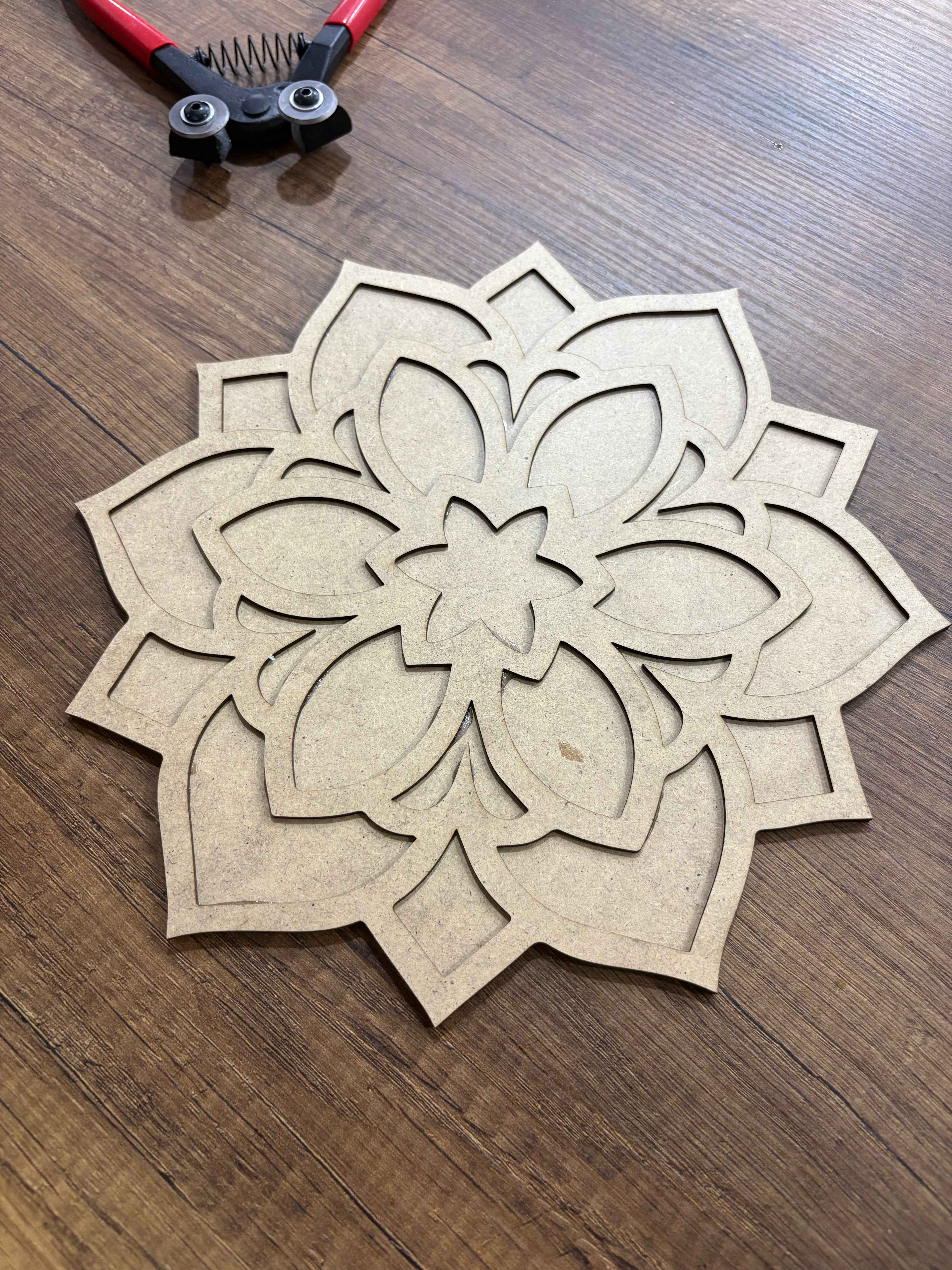 25,5x27,5cm Rangoli Form Ham Ahşap