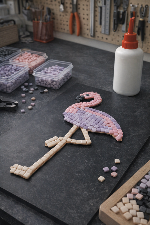 16x24cm Flamingo Figür Mozaik Set (Başlangıç Seviye)