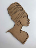 37x19cm Afro Silüet Ham Ahşap