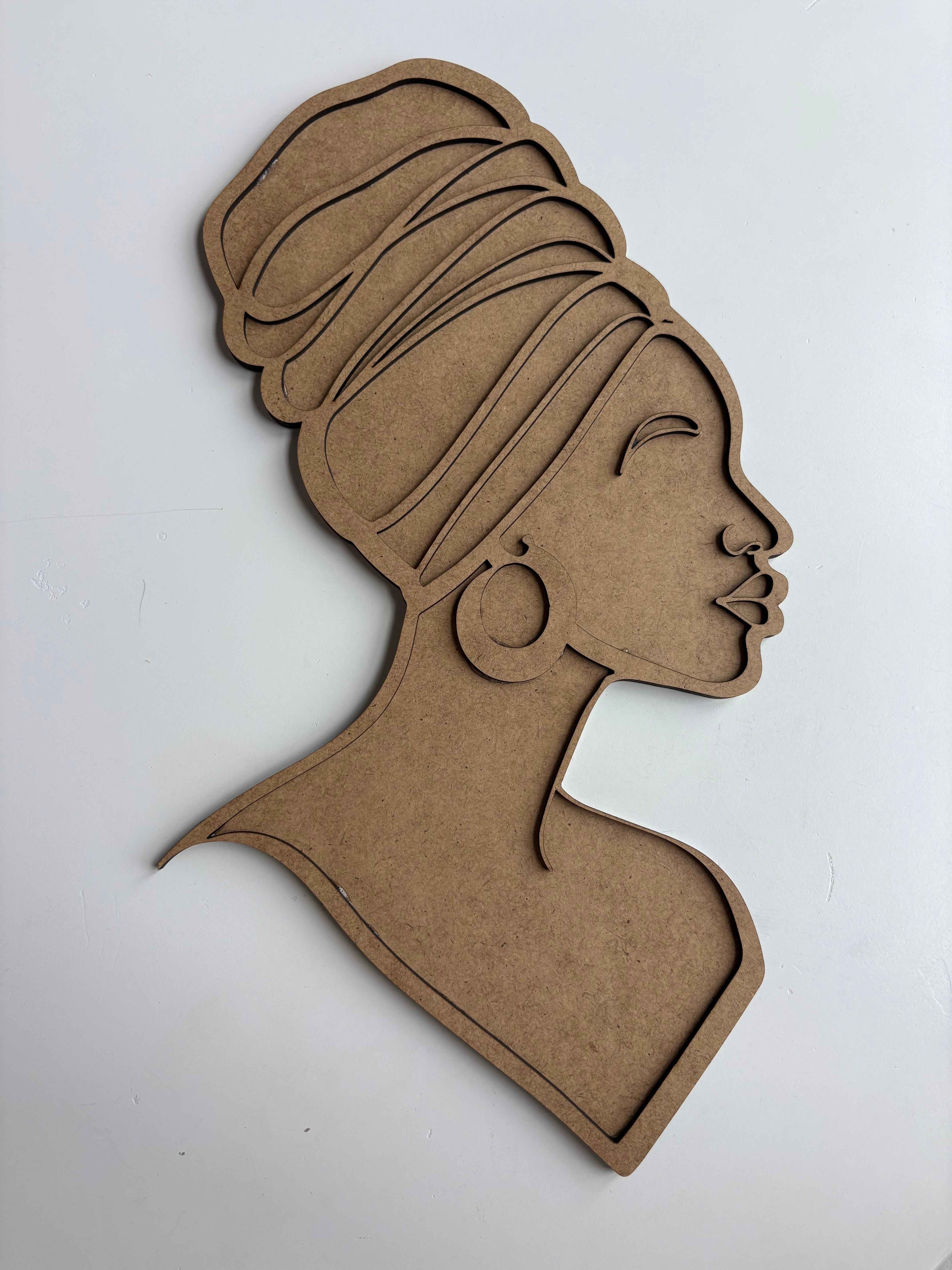 37x19cm Afro Silüet Ham Ahşap