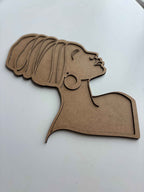 37x19cm Afro Silüet Ham Ahşap