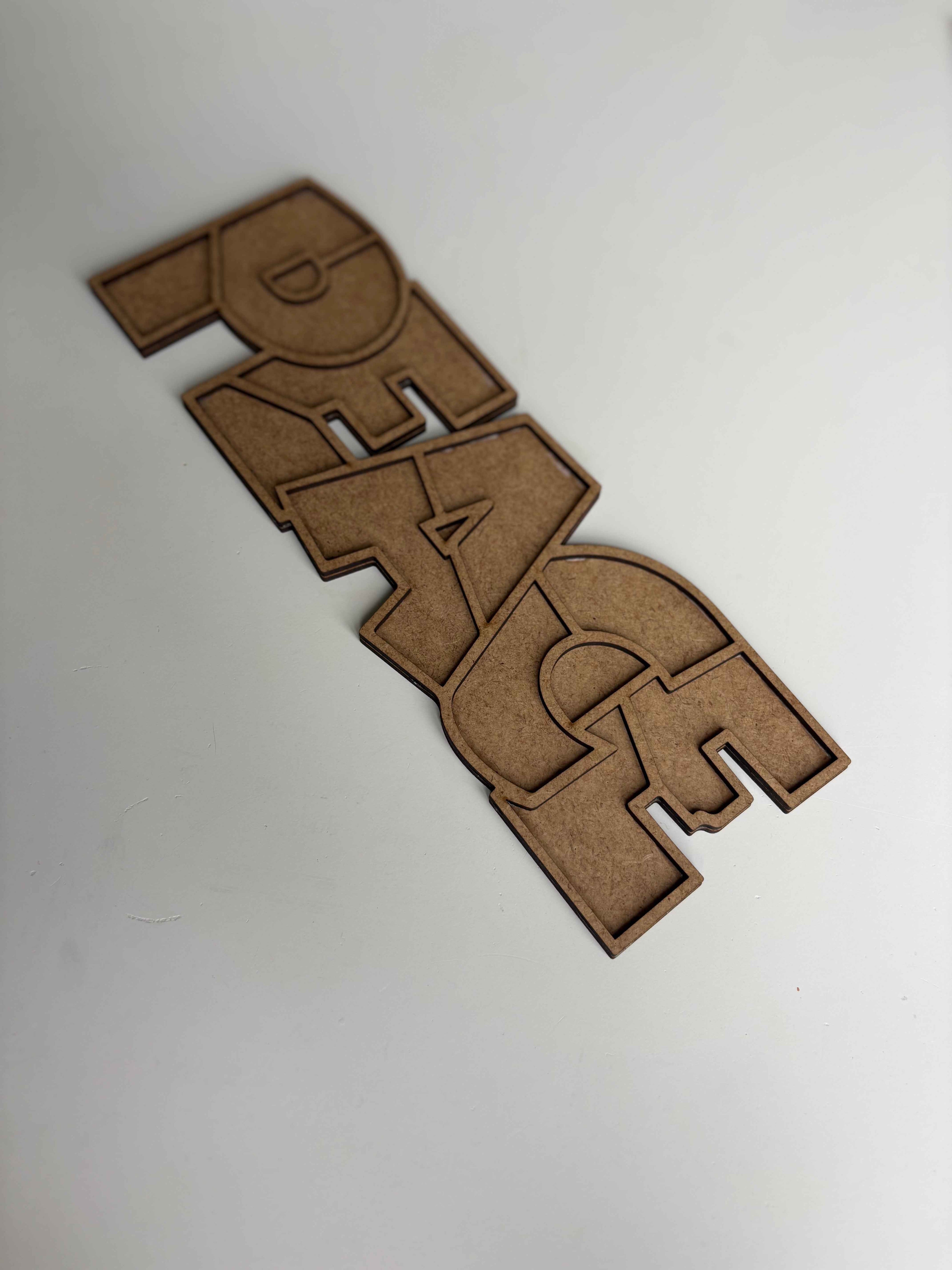30x10cm PEACE Figür Ham Ahşap