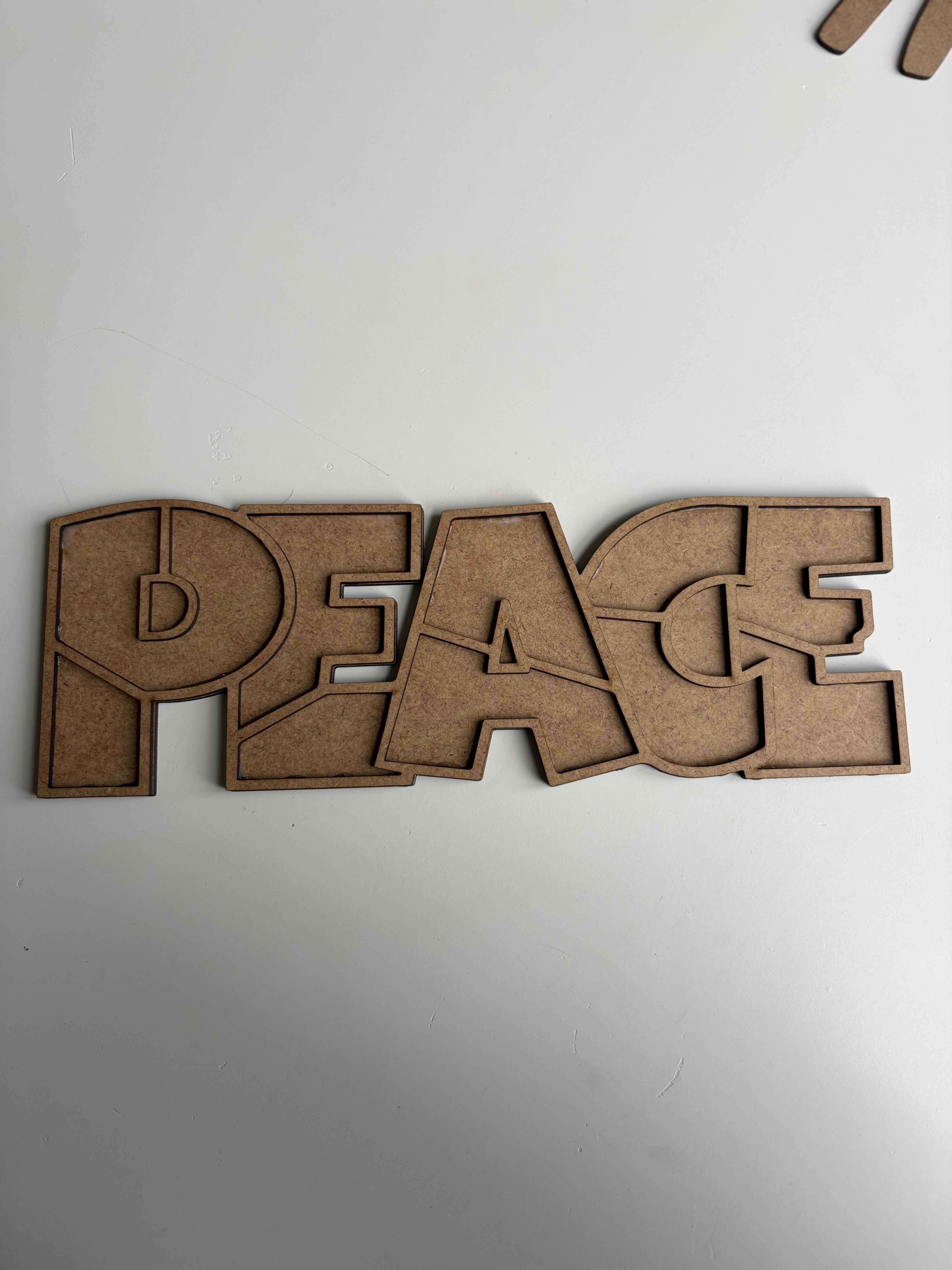 30x10cm PEACE Figür Ham Ahşap