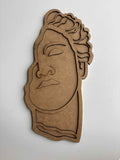 35x17cm Soyut Yüz Ham Ahşap