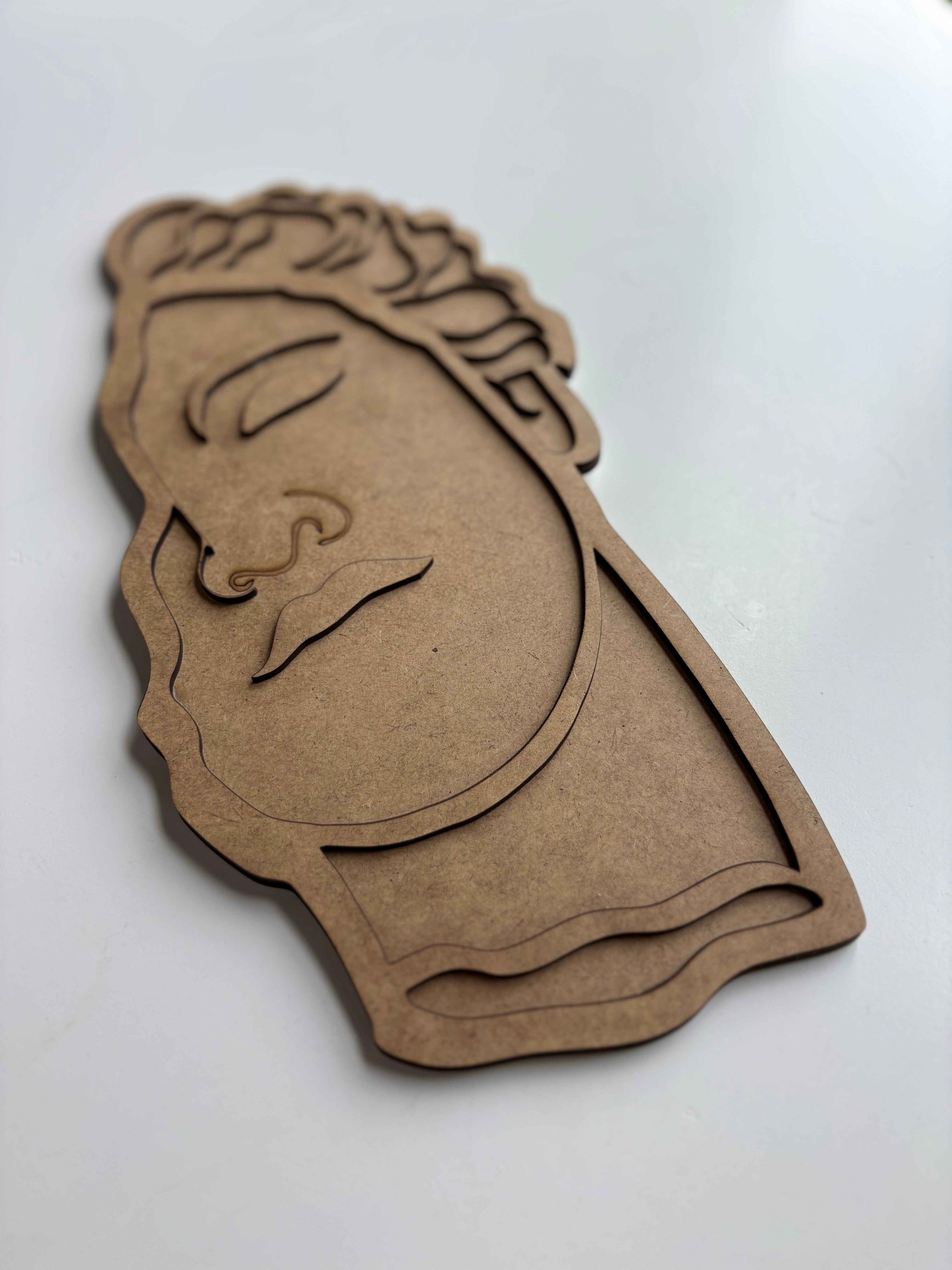 35x17cm Soyut Yüz Ham Ahşap